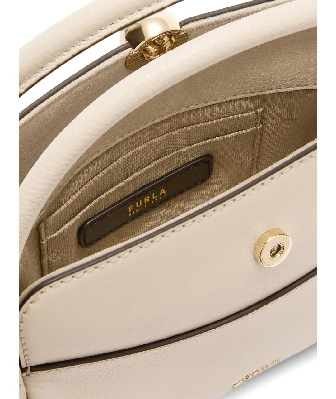 FURLA Бежевая кожаная сумка через плечо, фото 4