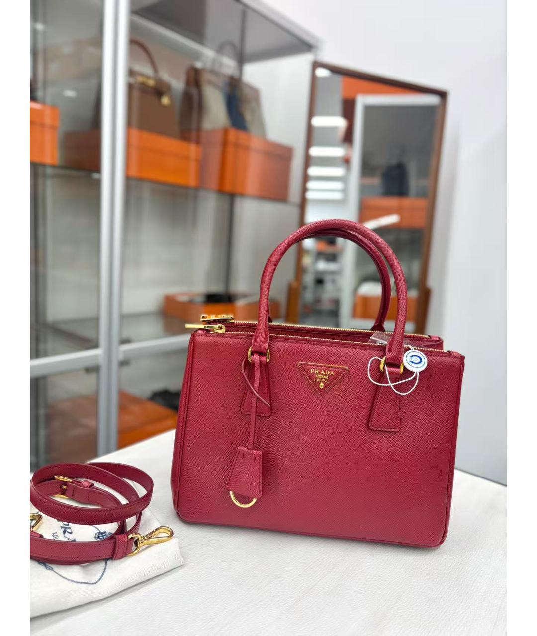 PRADA Красная кожаная сумка с короткими ручками, фото 8