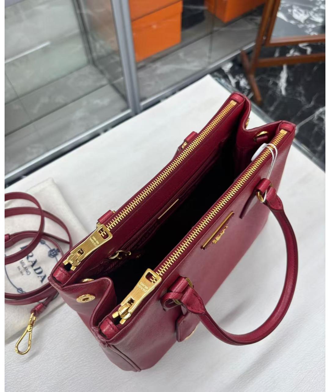 PRADA Красная кожаная сумка с короткими ручками, фото 6