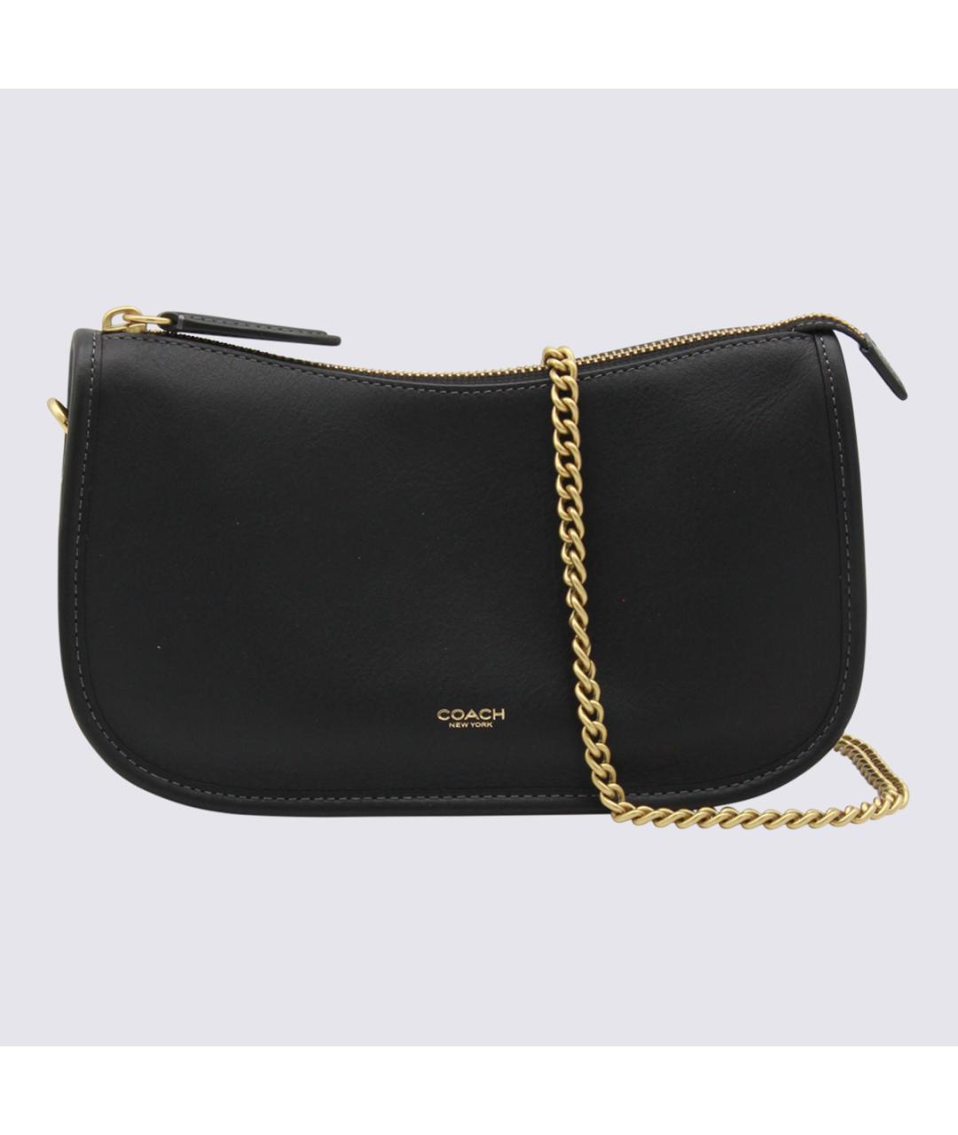 COACH Черная кожаная сумка через плечо, фото 5