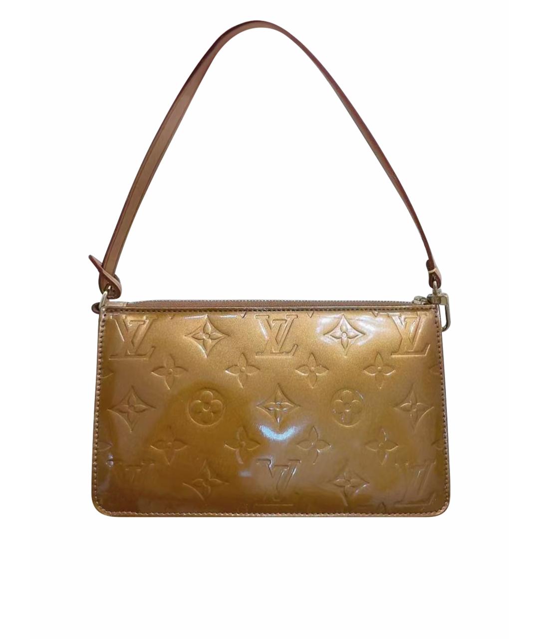 LOUIS VUITTON Горчичная сумка с короткими ручками из лакированной кожи, фото 1