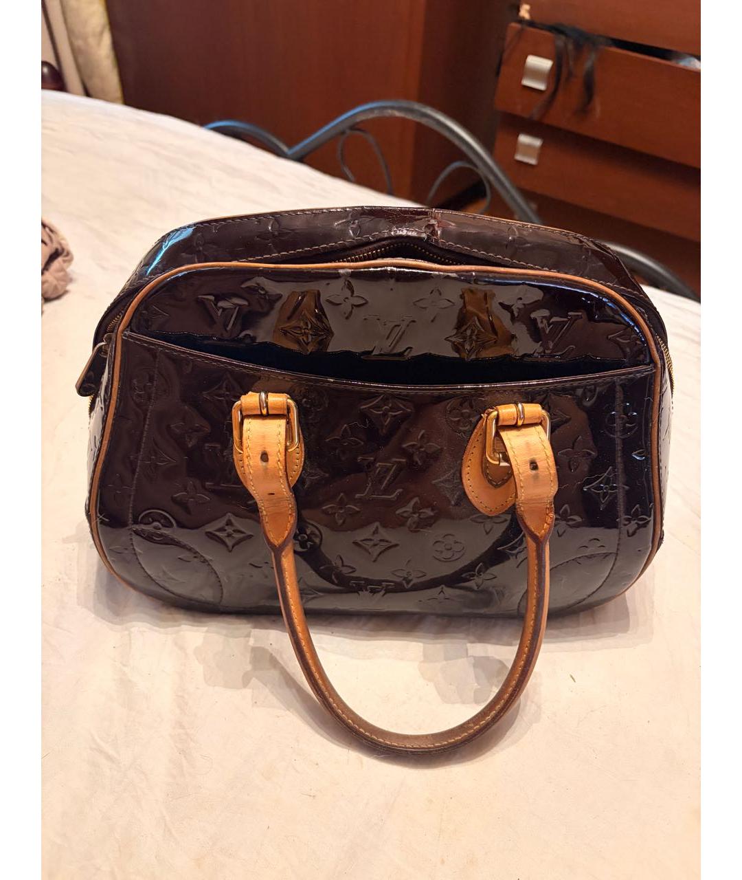 LOUIS VUITTON Бордовая сумка тоут из лакированной кожи, фото 2