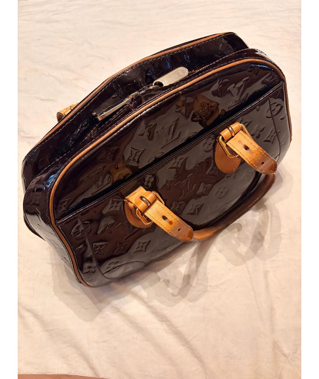 LOUIS VUITTON Бордовая сумка тоут из лакированной кожи, фото 3