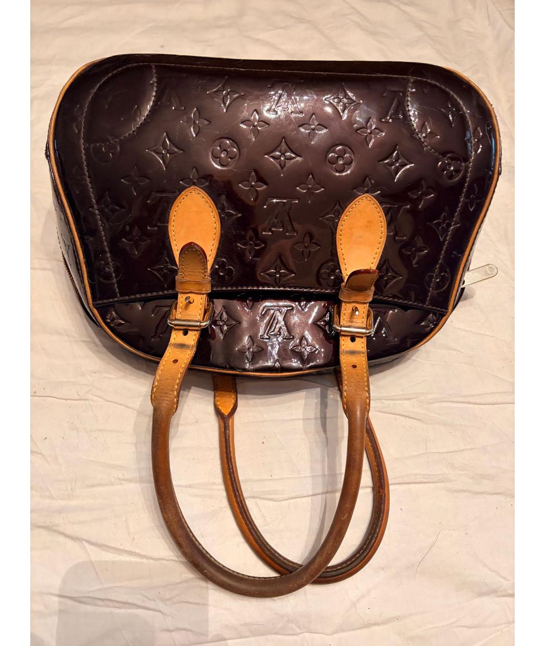 LOUIS VUITTON Бордовая сумка тоут из лакированной кожи, фото 5