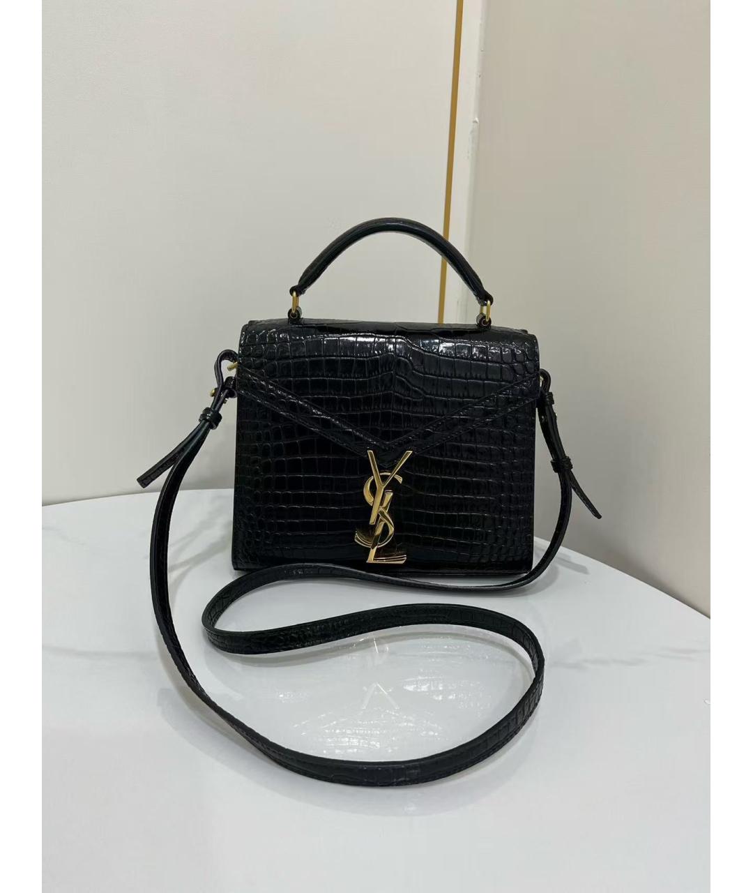 SAINT LAURENT Черная кожаная сумка через плечо, фото 2