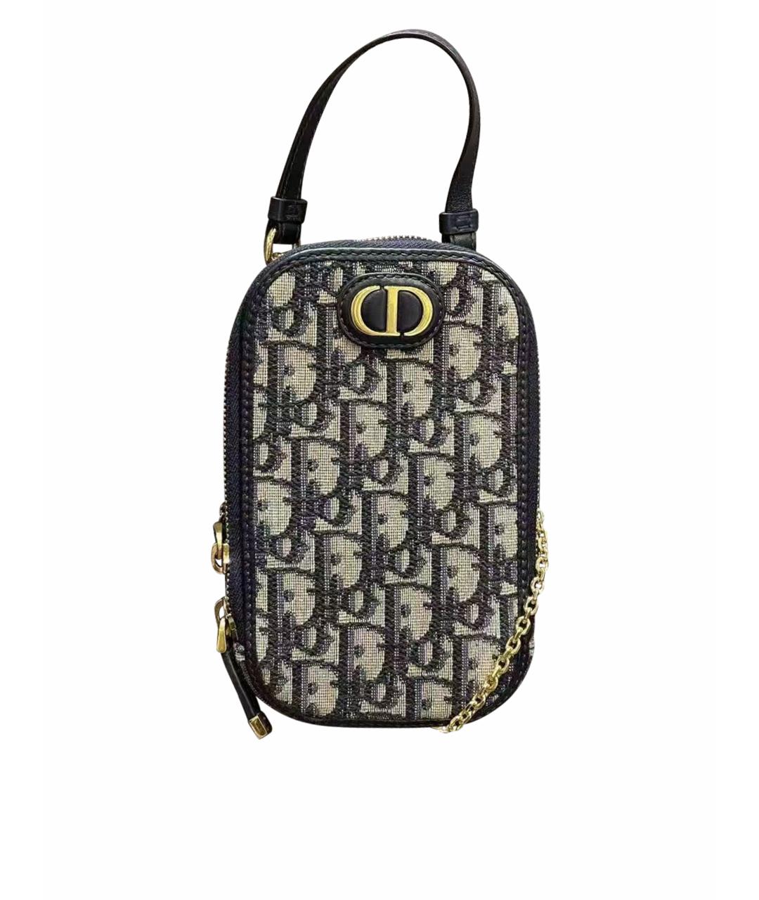 CHRISTIAN DIOR Темно-синяя жаккардовая сумка через плечо, фото 1