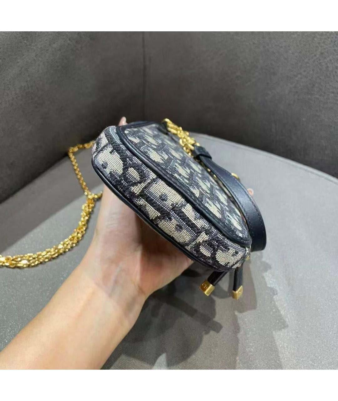 CHRISTIAN DIOR Темно-синяя жаккардовая сумка через плечо, фото 5