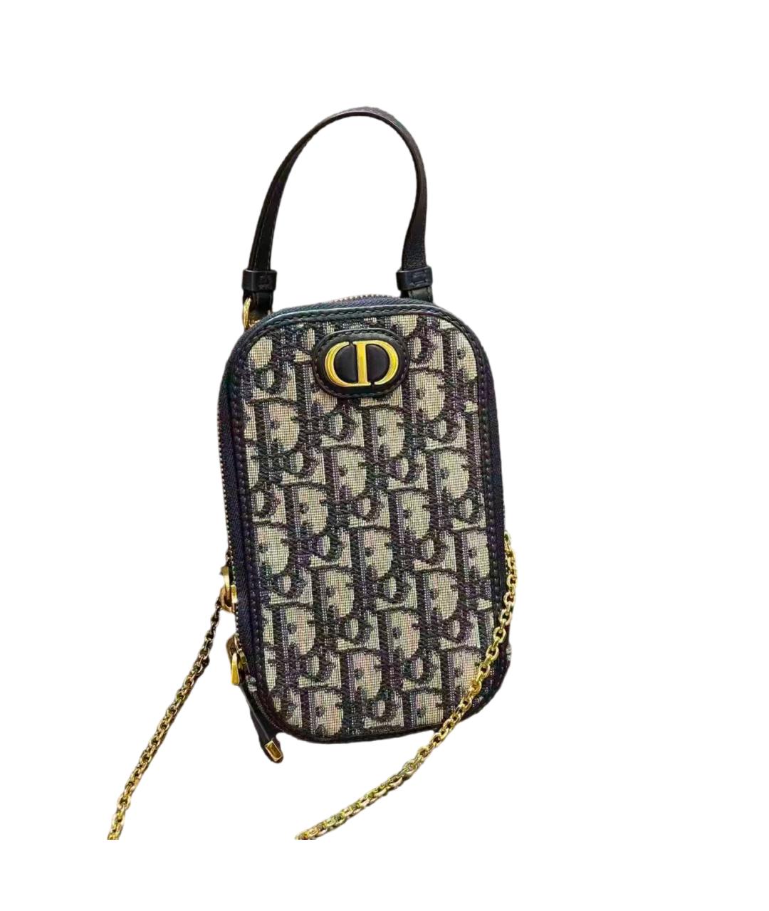 CHRISTIAN DIOR Темно-синяя жаккардовая сумка через плечо, фото 7