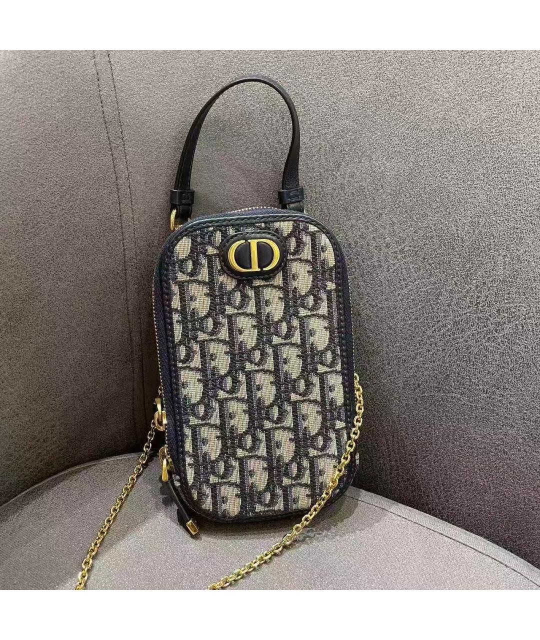 CHRISTIAN DIOR Темно-синяя жаккардовая сумка через плечо, фото 2