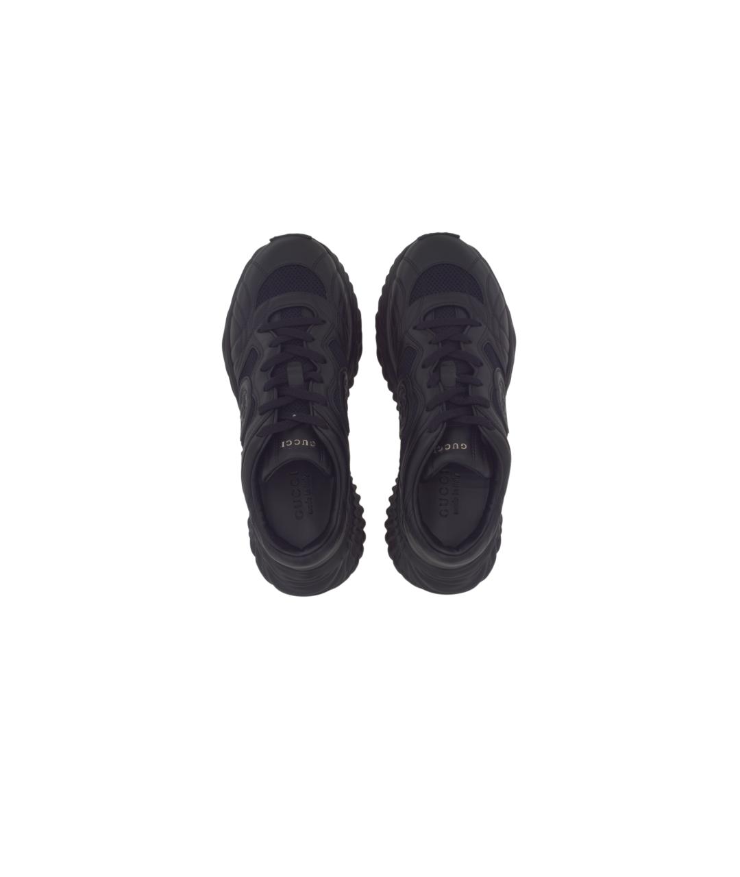 GUCCI Черные кожаные низкие кроссовки / кеды, фото 4