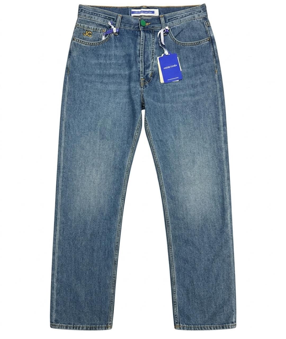 JACOB COHEN Синие хлопковые прямые джинсы, фото 1