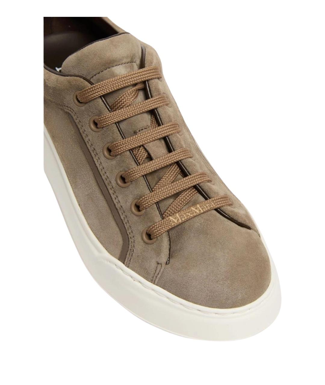 MAX MARA Коричневые кожаные кеды, фото 3