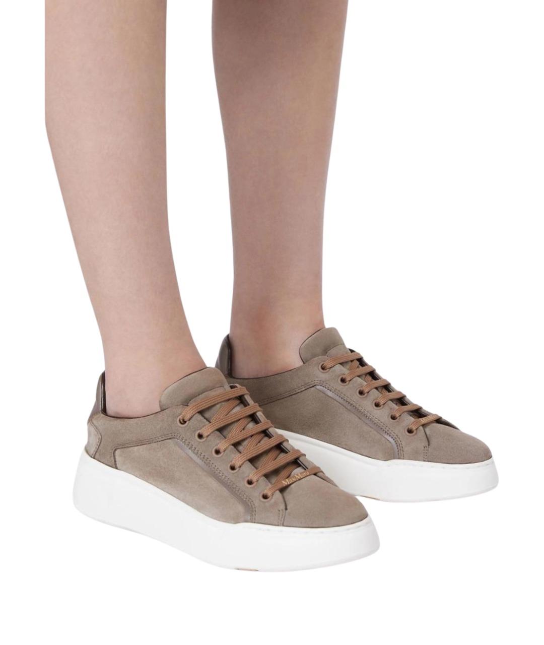 MAX MARA Коричневые кожаные кеды, фото 2