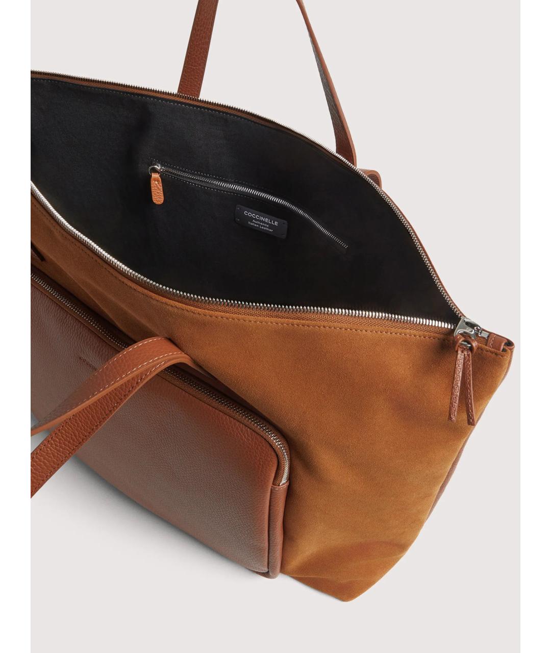 COCCINELLE Коричневая кожаная сумка через плечо, фото 4