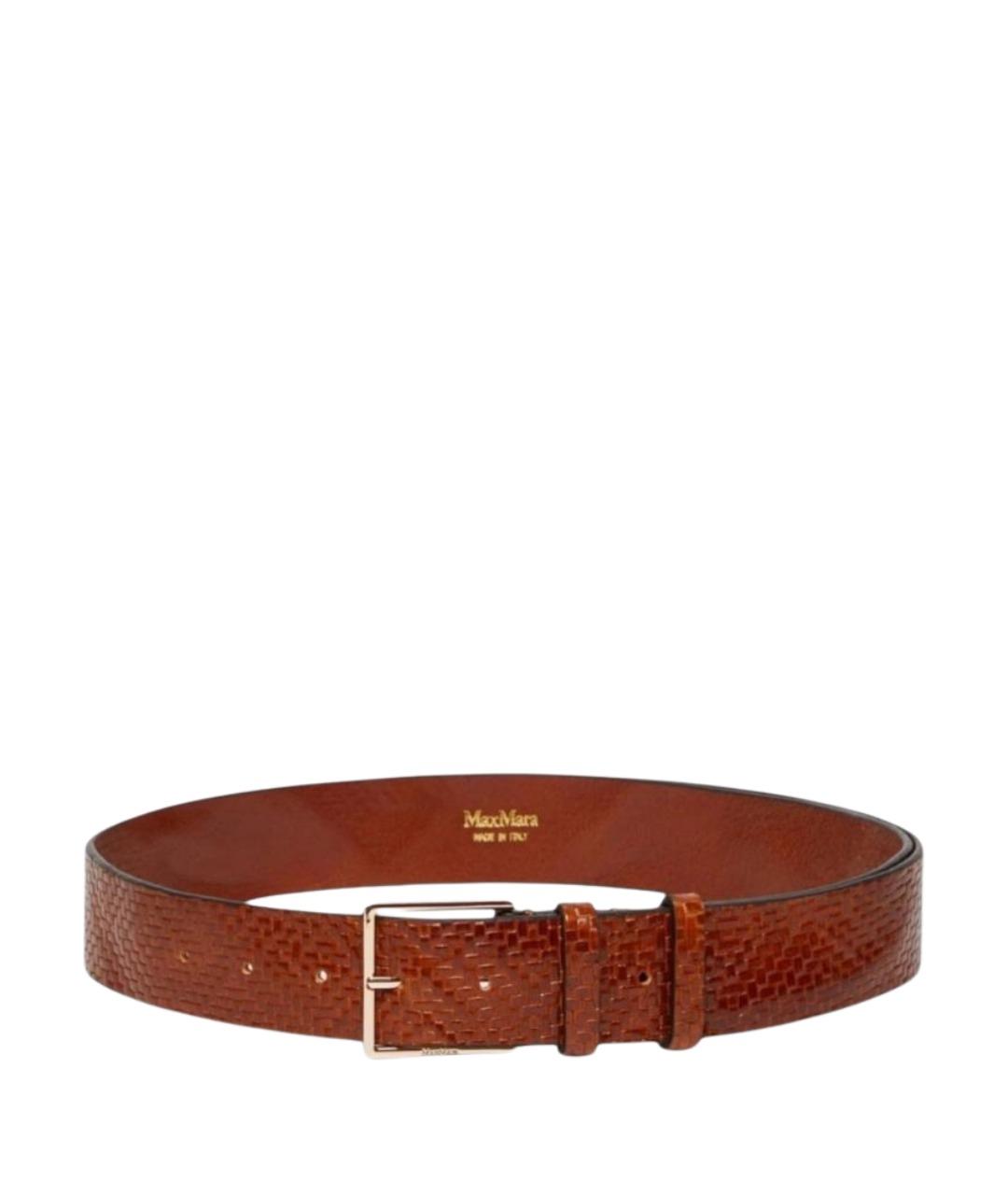 MAX MARA Коричневый кожаный ремень, фото 1