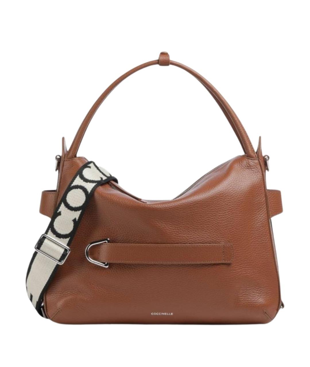 COCCINELLE Коричневая кожаная сумка с короткими ручками, фото 1