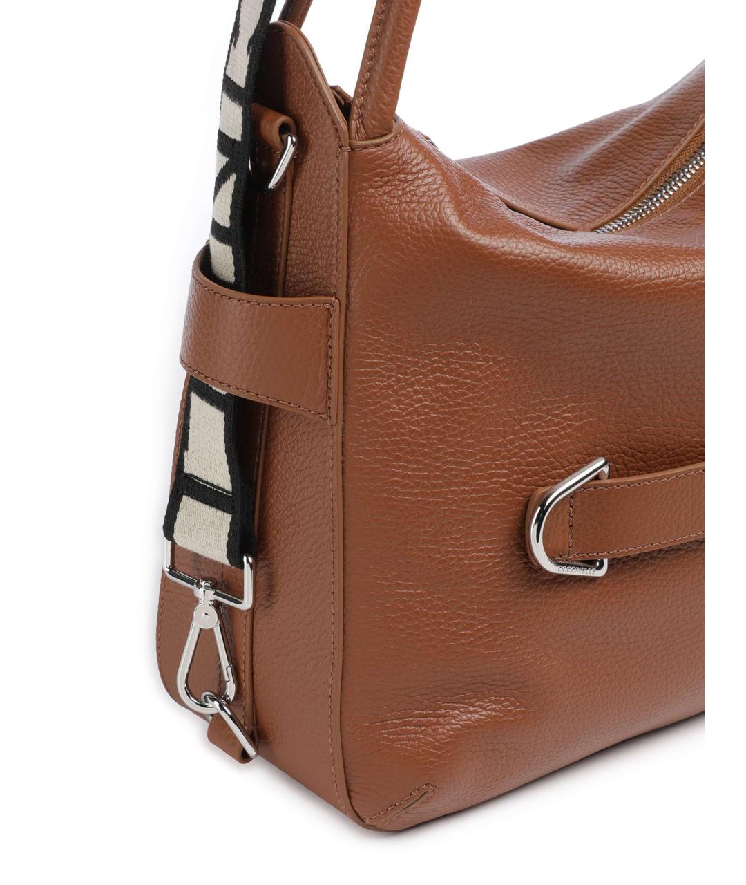 COCCINELLE Коричневая кожаная сумка с короткими ручками, фото 4