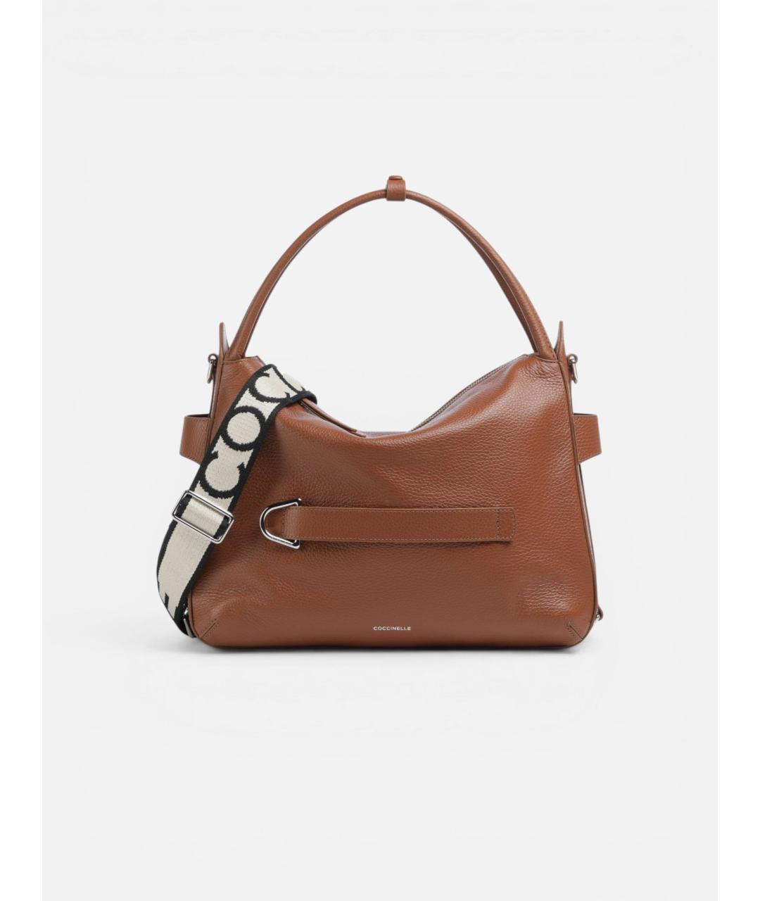 COCCINELLE Коричневая кожаная сумка с короткими ручками, фото 6