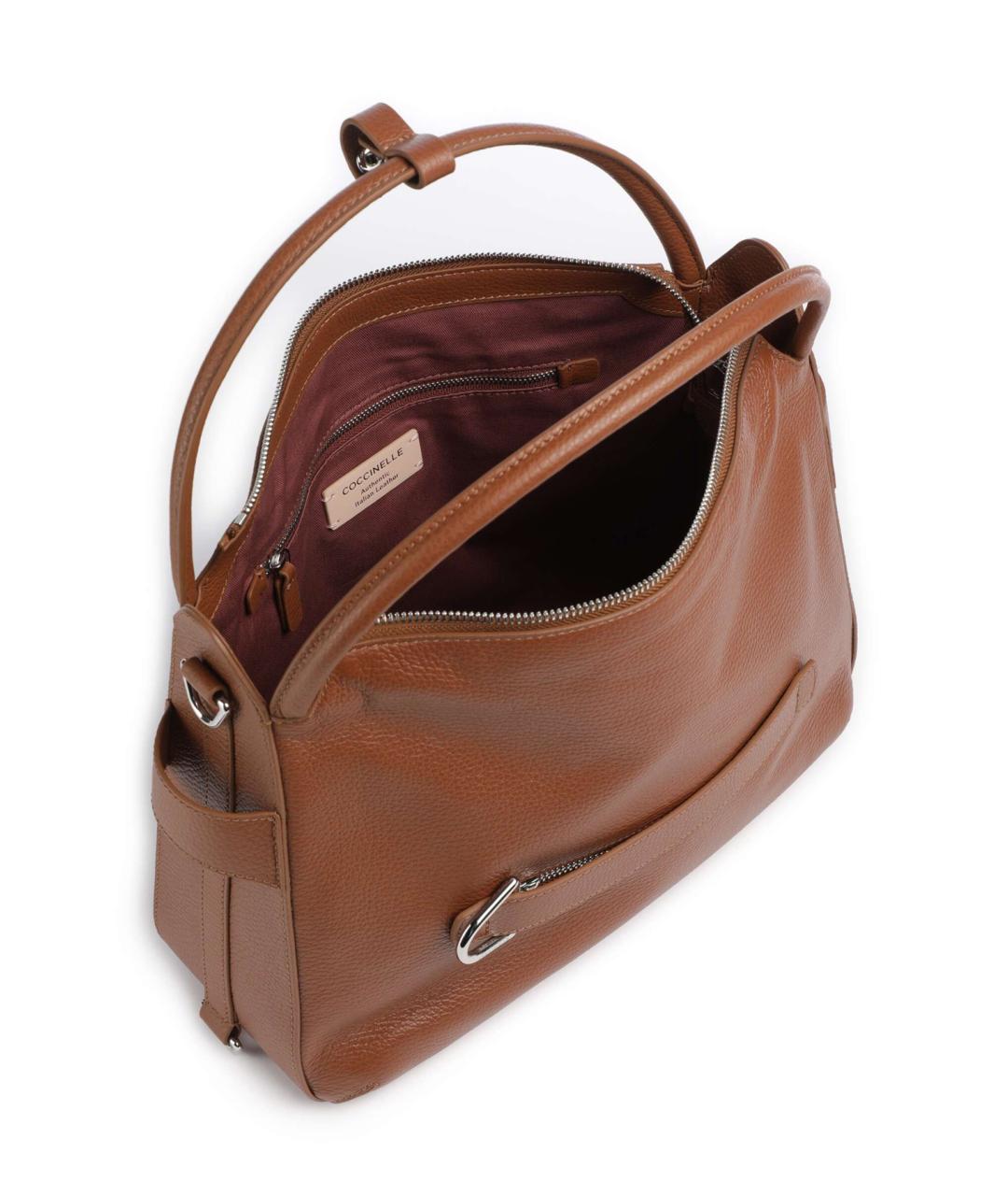 COCCINELLE Коричневая кожаная сумка с короткими ручками, фото 3
