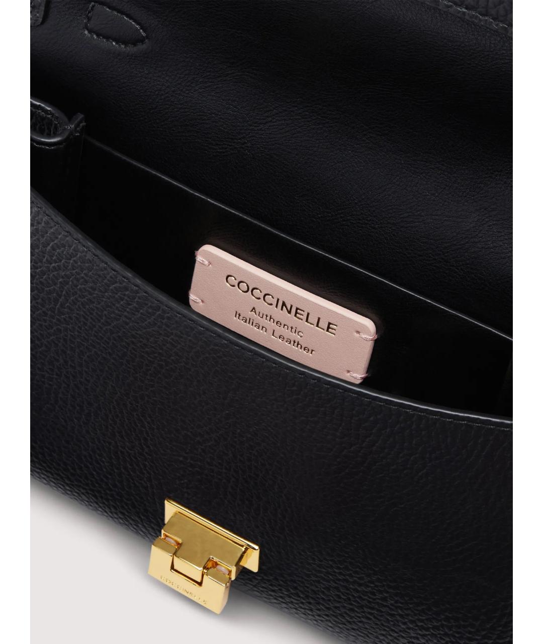 COCCINELLE Черная кожаная сумка с короткими ручками, фото 3