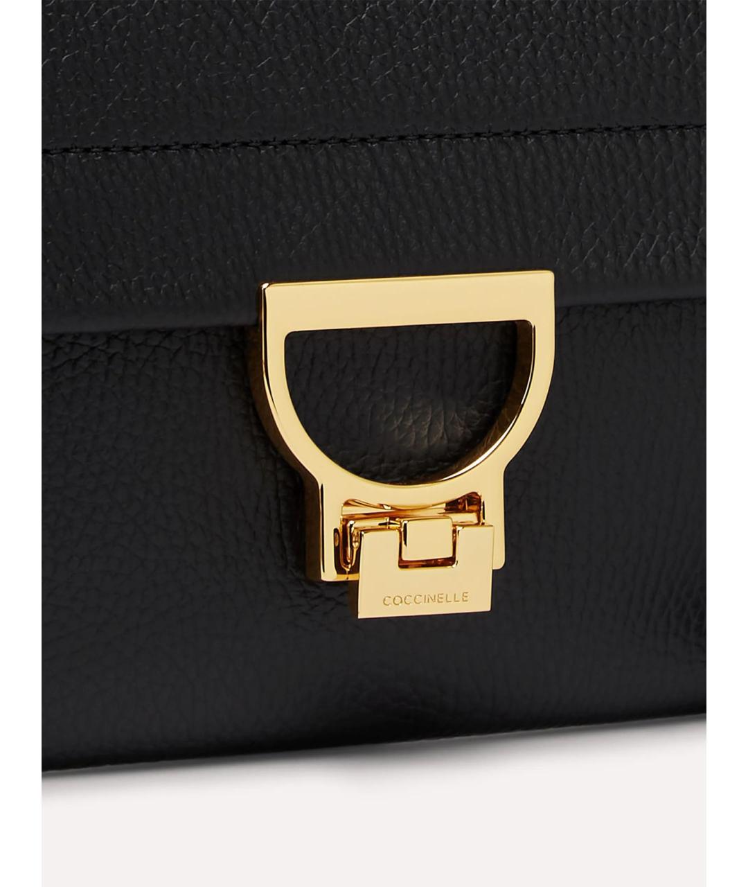 COCCINELLE Черная кожаная сумка с короткими ручками, фото 4