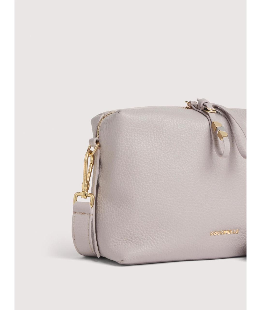 COCCINELLE Серая кожаная сумка через плечо, фото 4