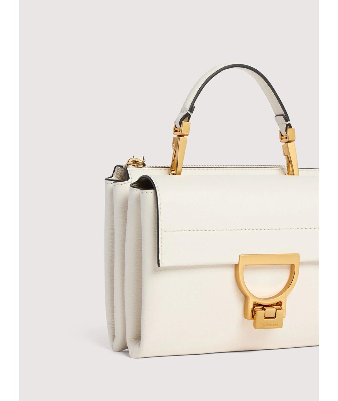 COCCINELLE Белая кожаная сумка с короткими ручками, фото 4