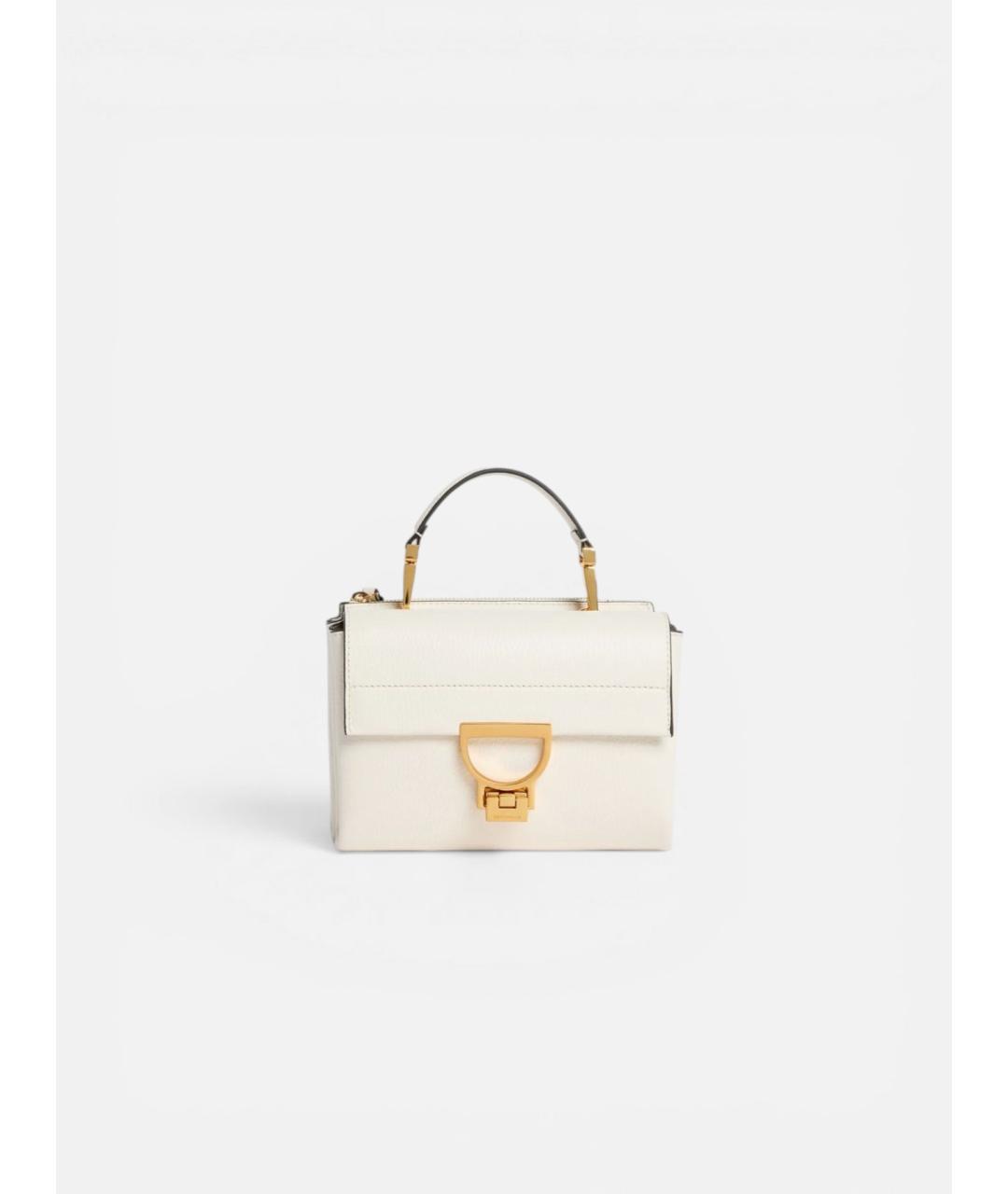 COCCINELLE Белая кожаная сумка с короткими ручками, фото 5
