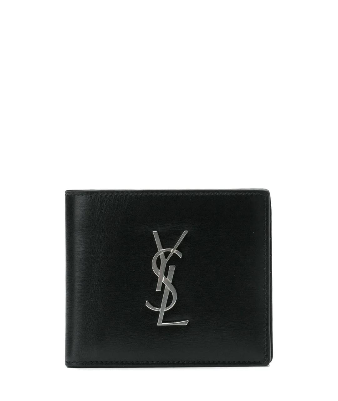 SAINT LAURENT Черный кожаный кошелек, фото 1