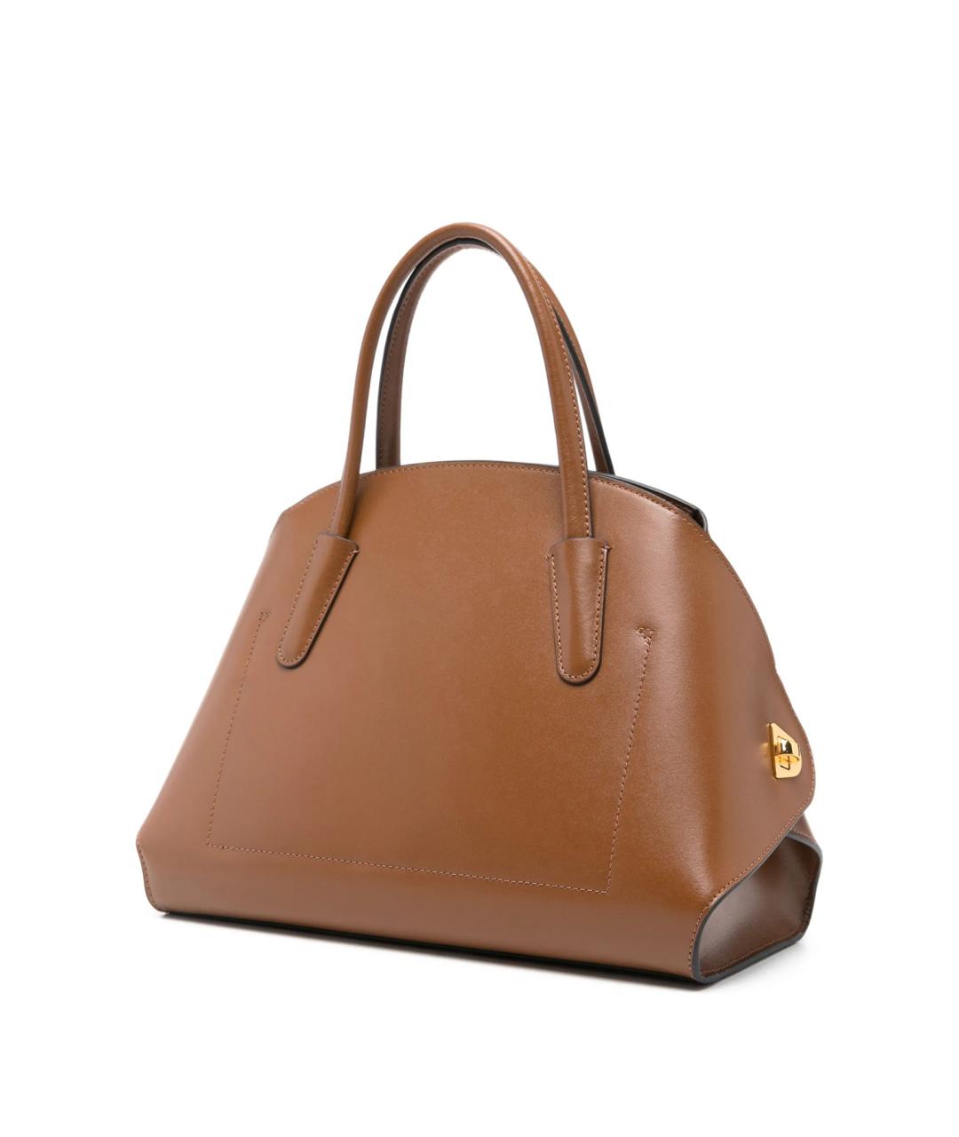 COCCINELLE Коричневая кожаная сумка с короткими ручками, фото 3