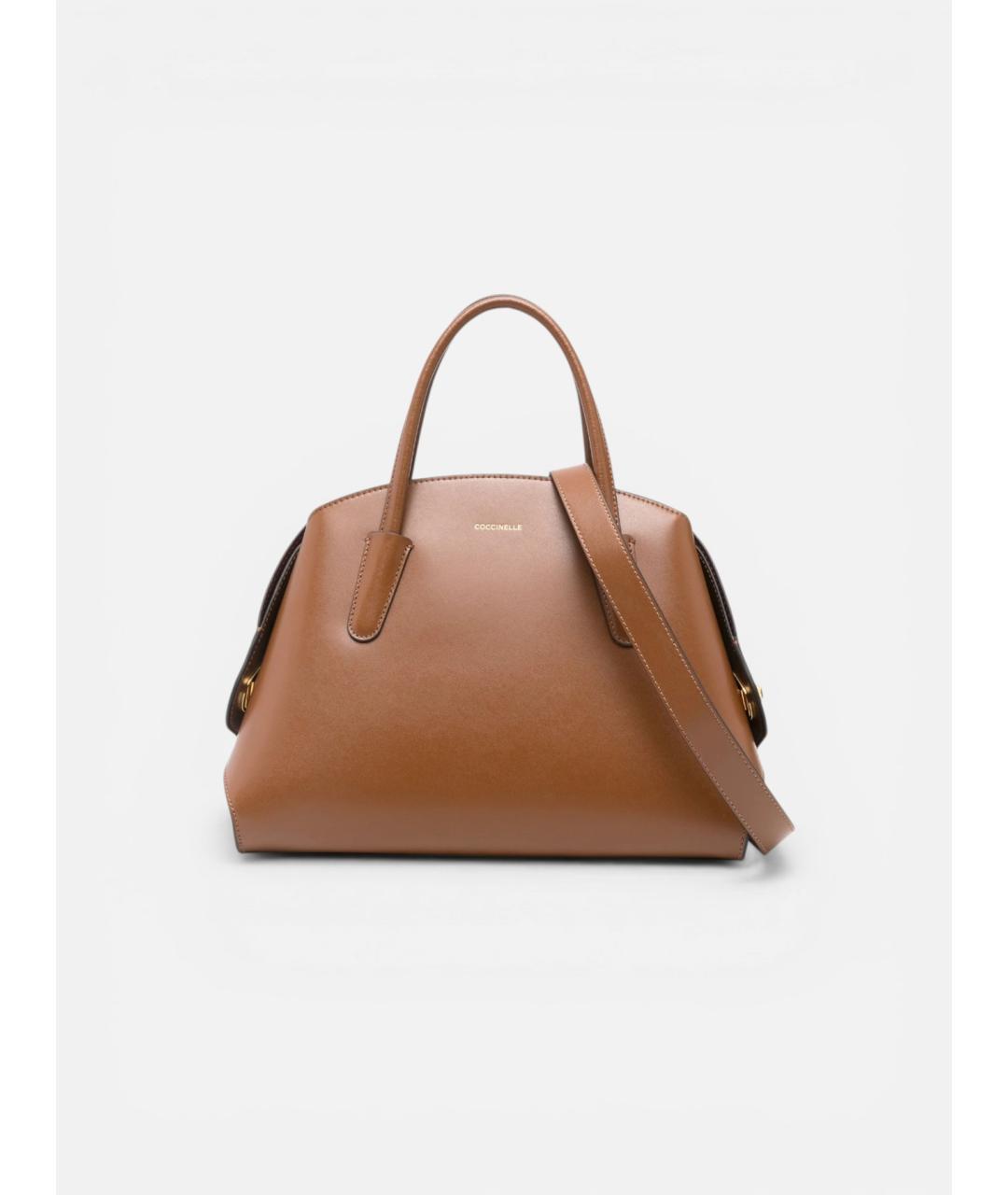 COCCINELLE Коричневая кожаная сумка с короткими ручками, фото 6