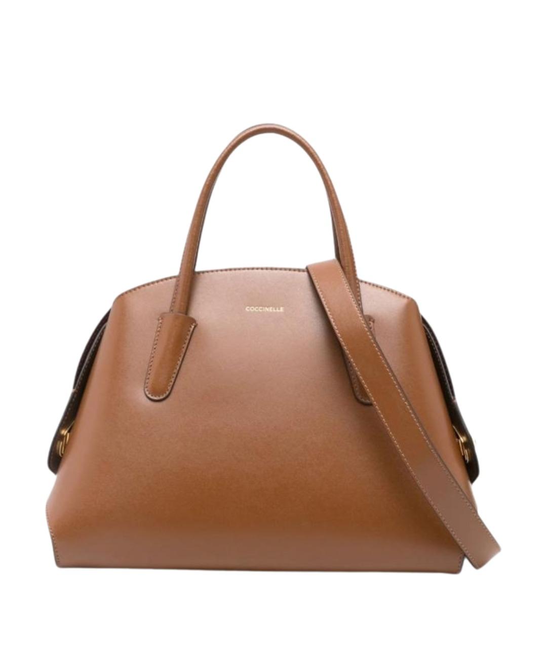 COCCINELLE Коричневая кожаная сумка с короткими ручками, фото 1