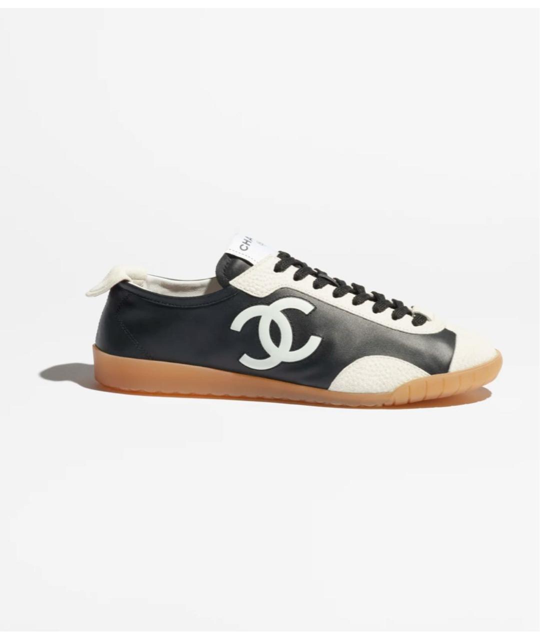 CHANEL Черные кожаные кроссовки, фото 3