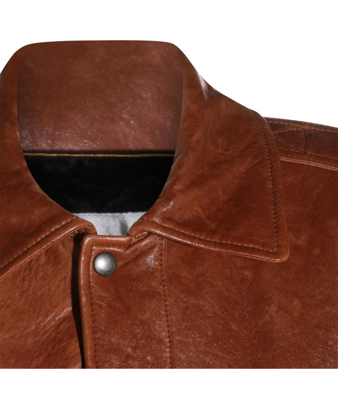 SAINT LAURENT Коричневая кожаная куртка, фото 4