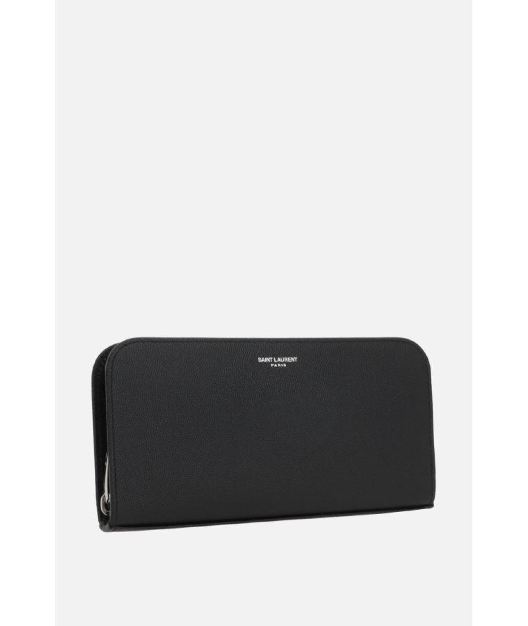 SAINT LAURENT Черный кожаный кошелек, фото 3