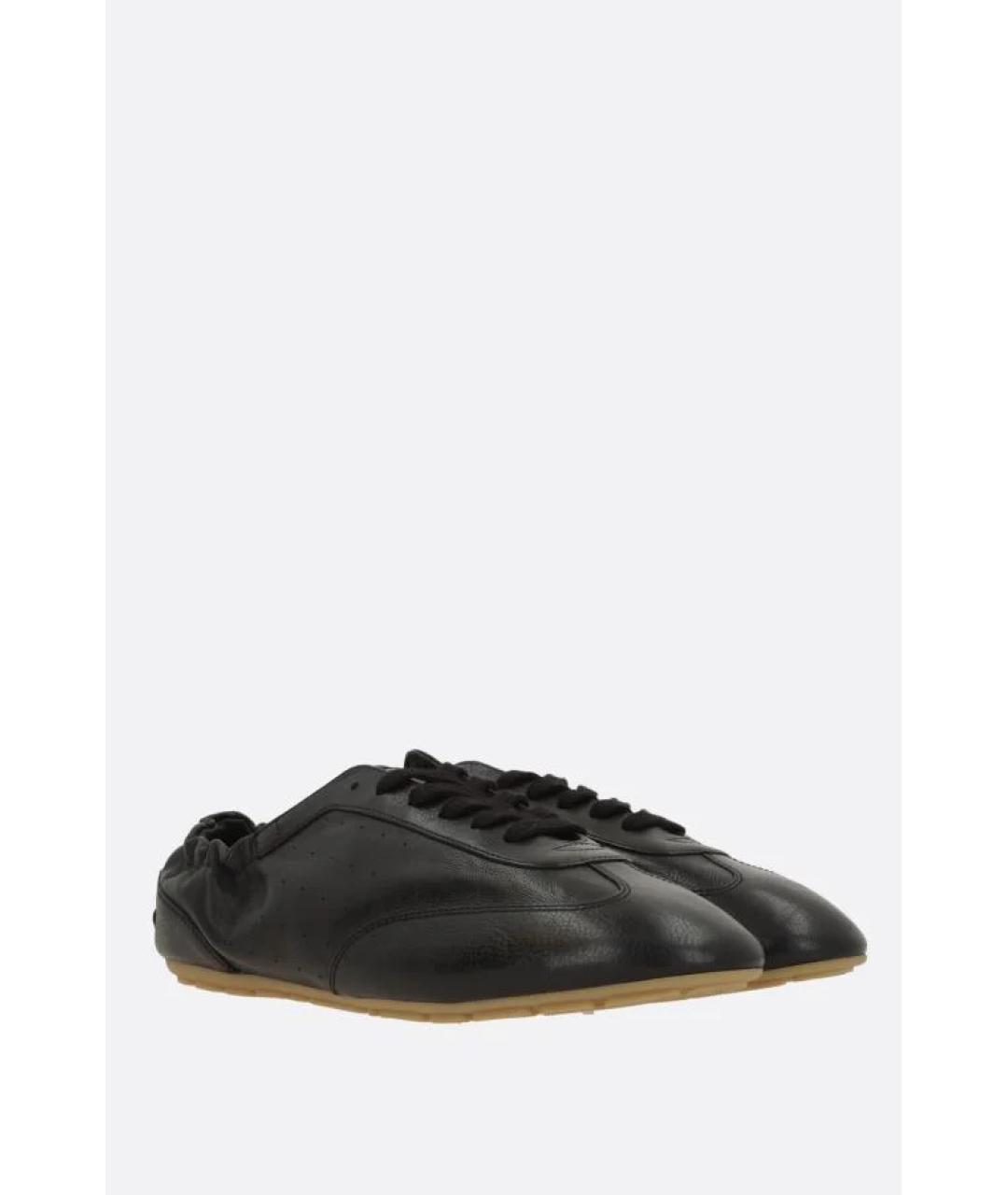 SAINT LAURENT Черные кожаные низкие кроссовки / кеды, фото 3