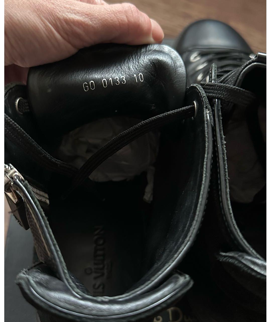 LOUIS VUITTON Черные кожаные высокие кроссовки / кеды, фото 4