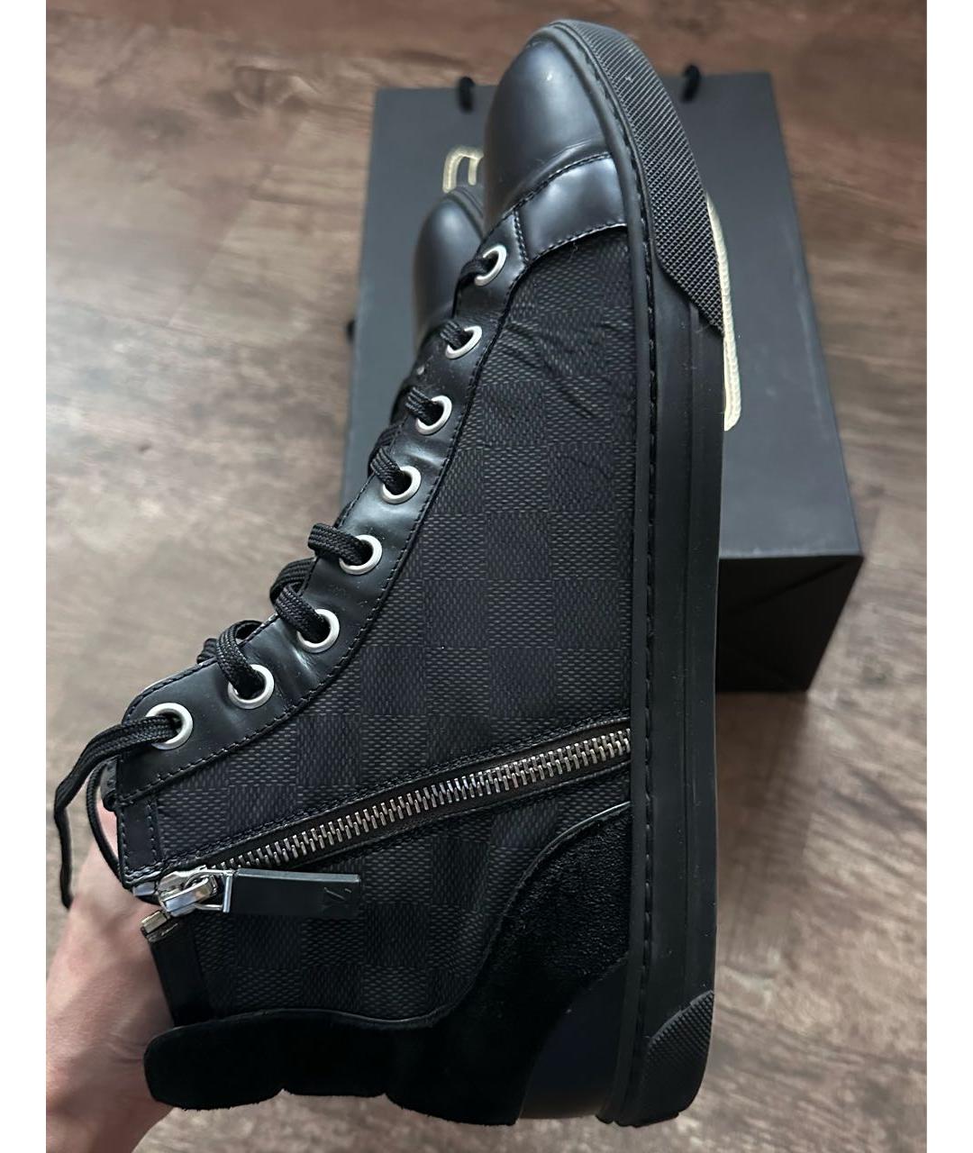 LOUIS VUITTON Черные кожаные высокие кроссовки / кеды, фото 5