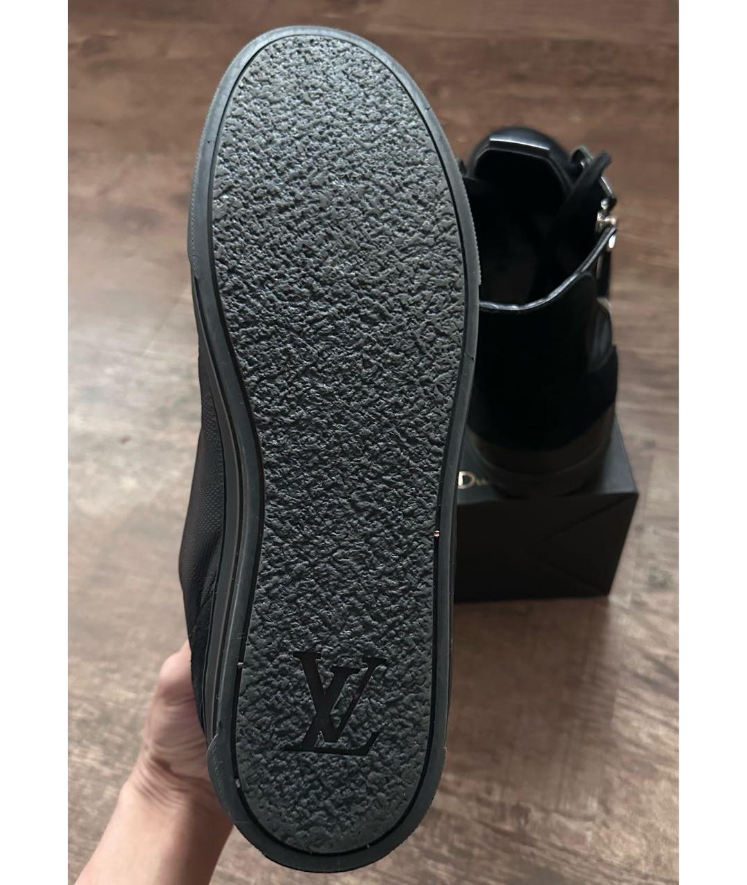 LOUIS VUITTON Черные кожаные высокие кроссовки / кеды, фото 6