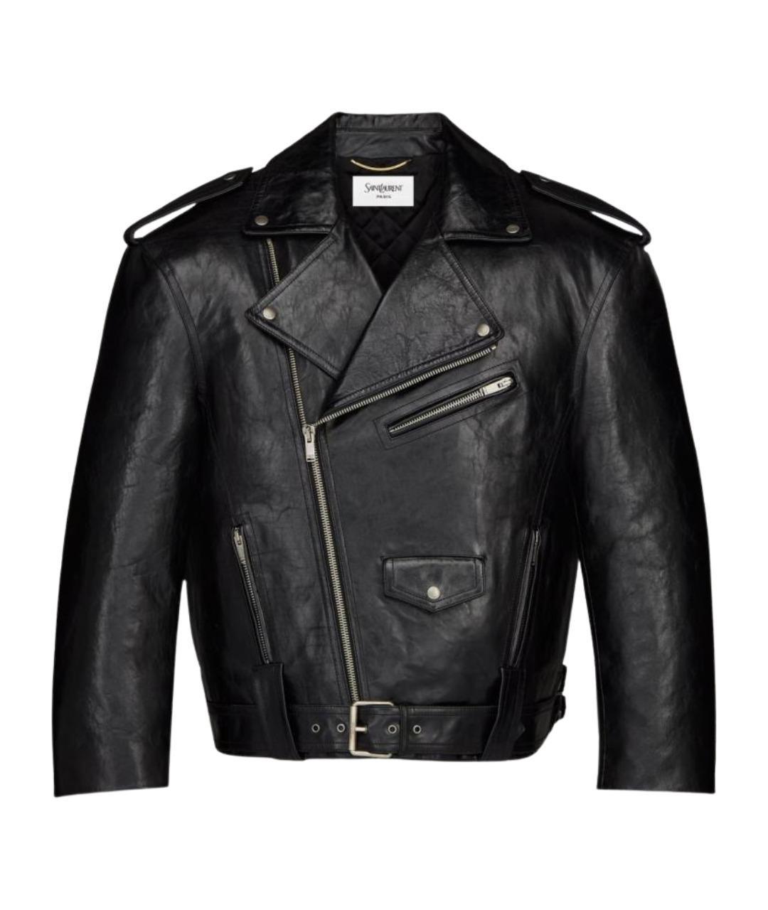 SAINT LAURENT Черная кожаная куртка, фото 1