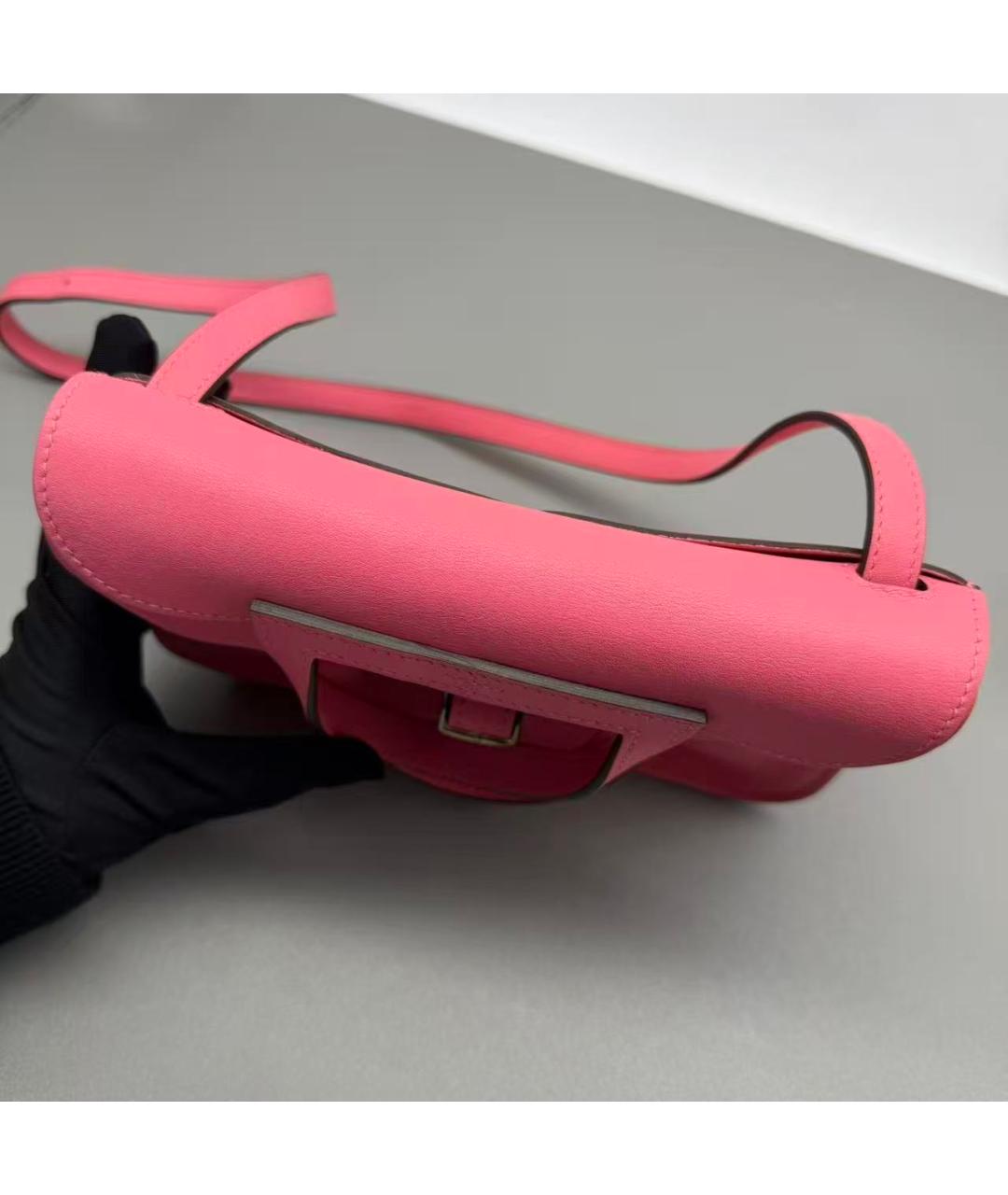 HERMES Розовая кожаная сумка через плечо, фото 2