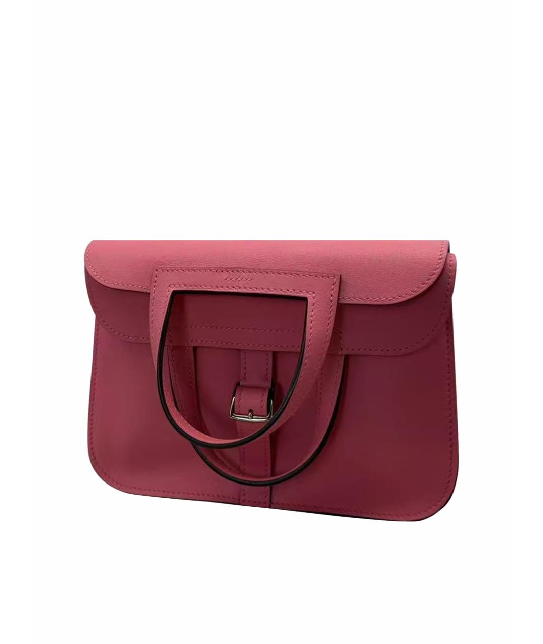 HERMES Розовая кожаная сумка через плечо, фото 8