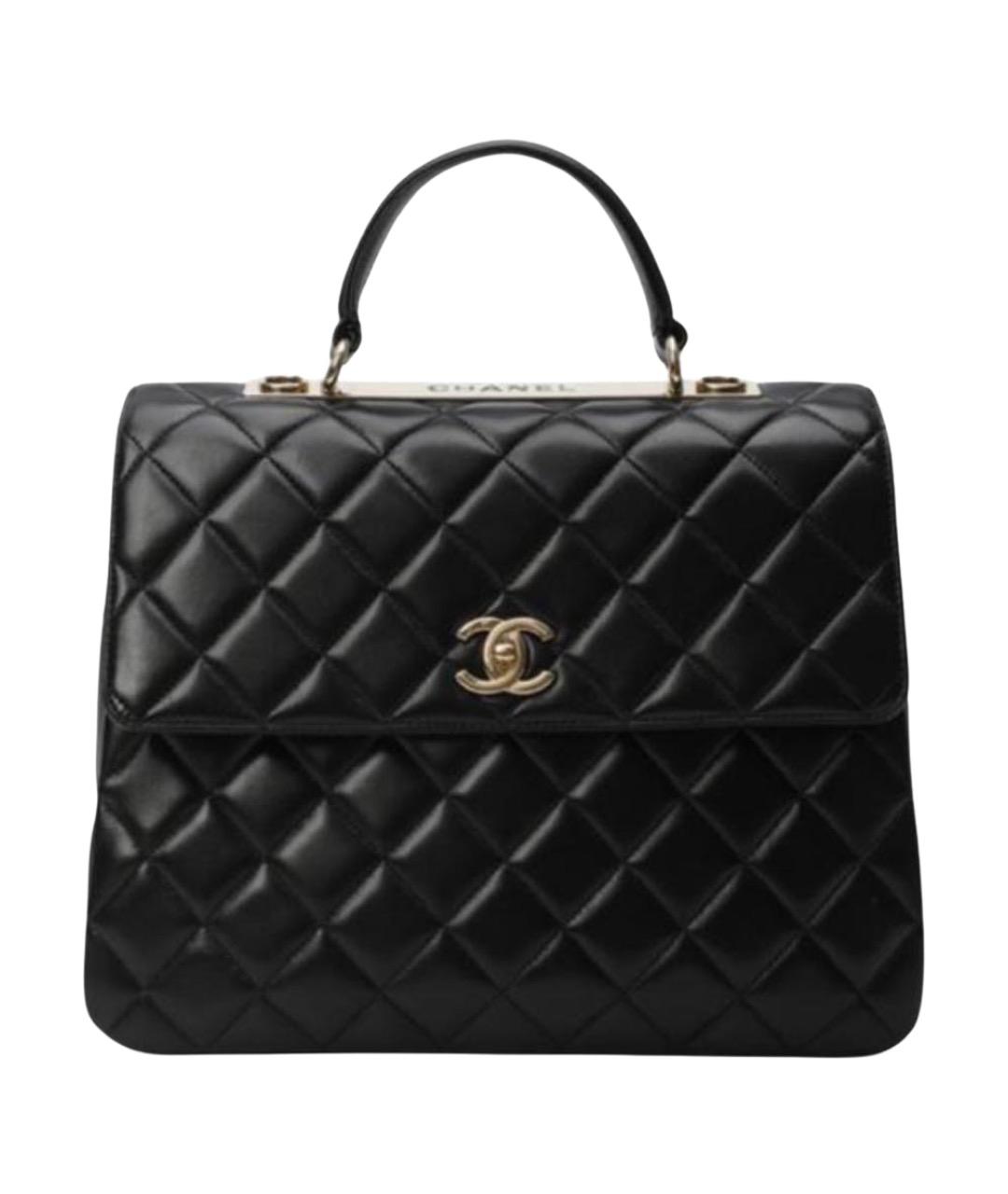 CHANEL Черная кожаная сумка с короткими ручками, фото 1