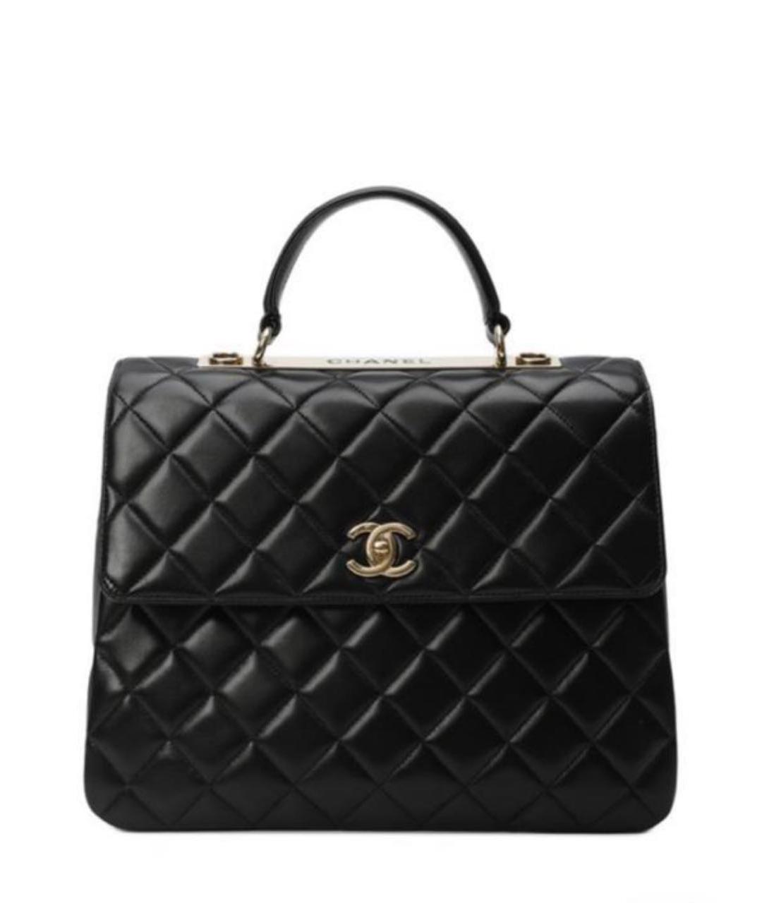 CHANEL Черная кожаная сумка с короткими ручками, фото 6