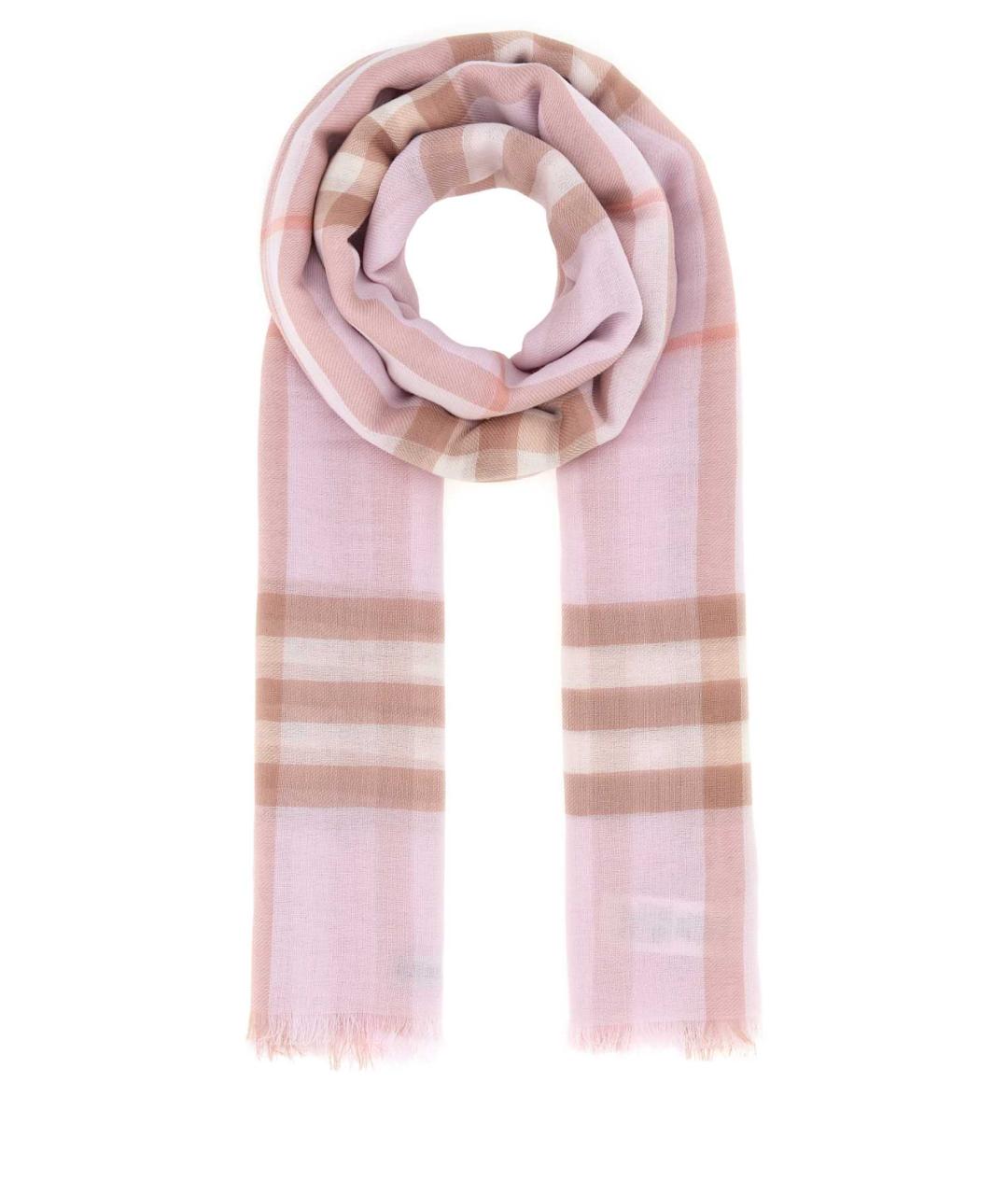 BURBERRY Розовый шерстяной шарф, фото 1