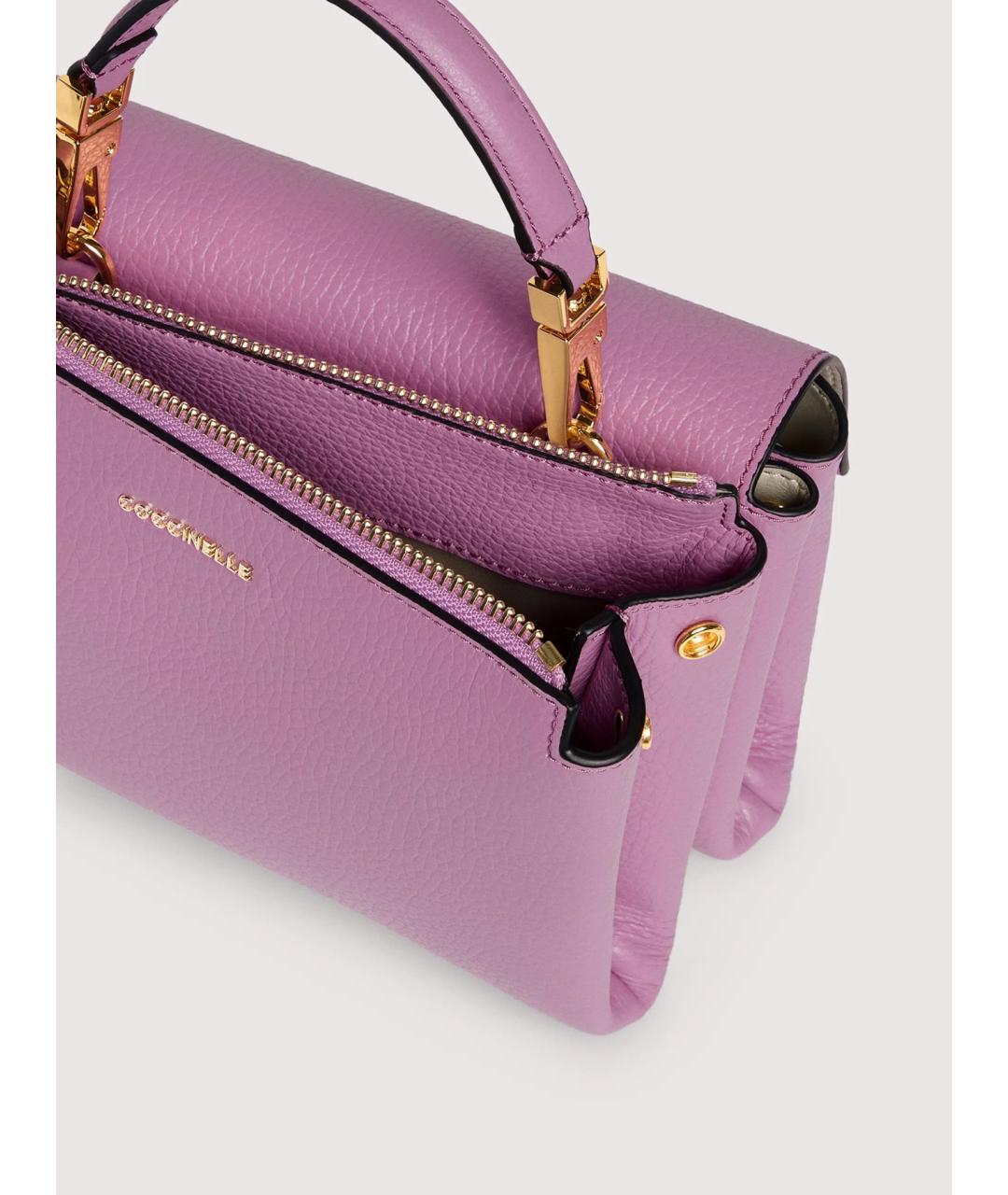 COCCINELLE Фиолетовая кожаная сумка с короткими ручками, фото 3