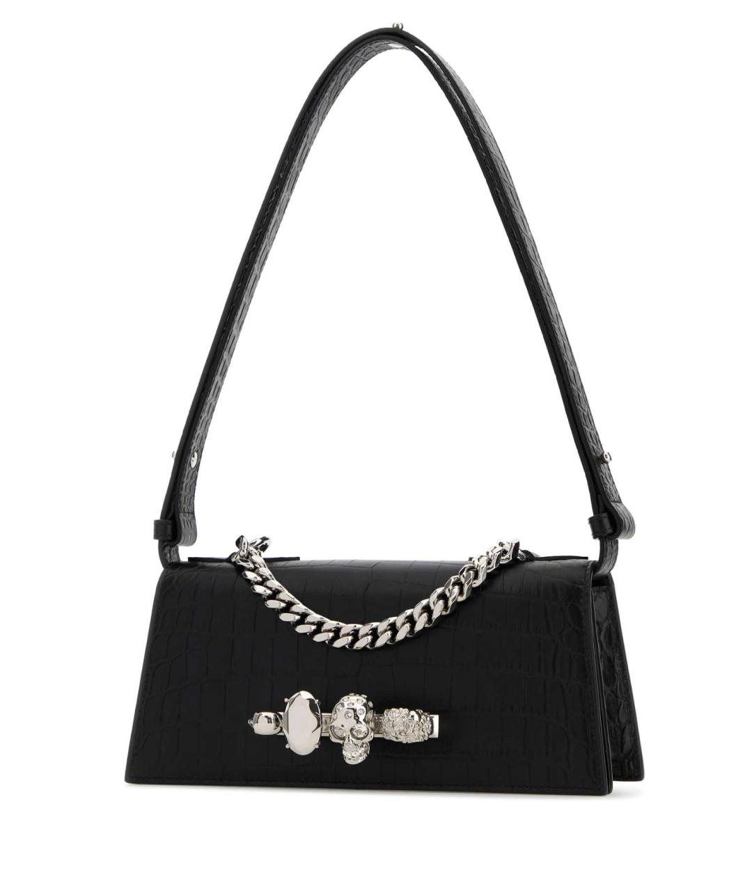 ALEXANDER MCQUEEN Черная кожаная сумка через плечо, фото 2