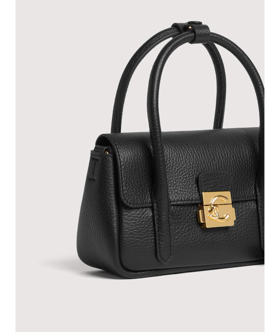 COCCINELLE Черная кожаная сумка с короткими ручками, фото 4