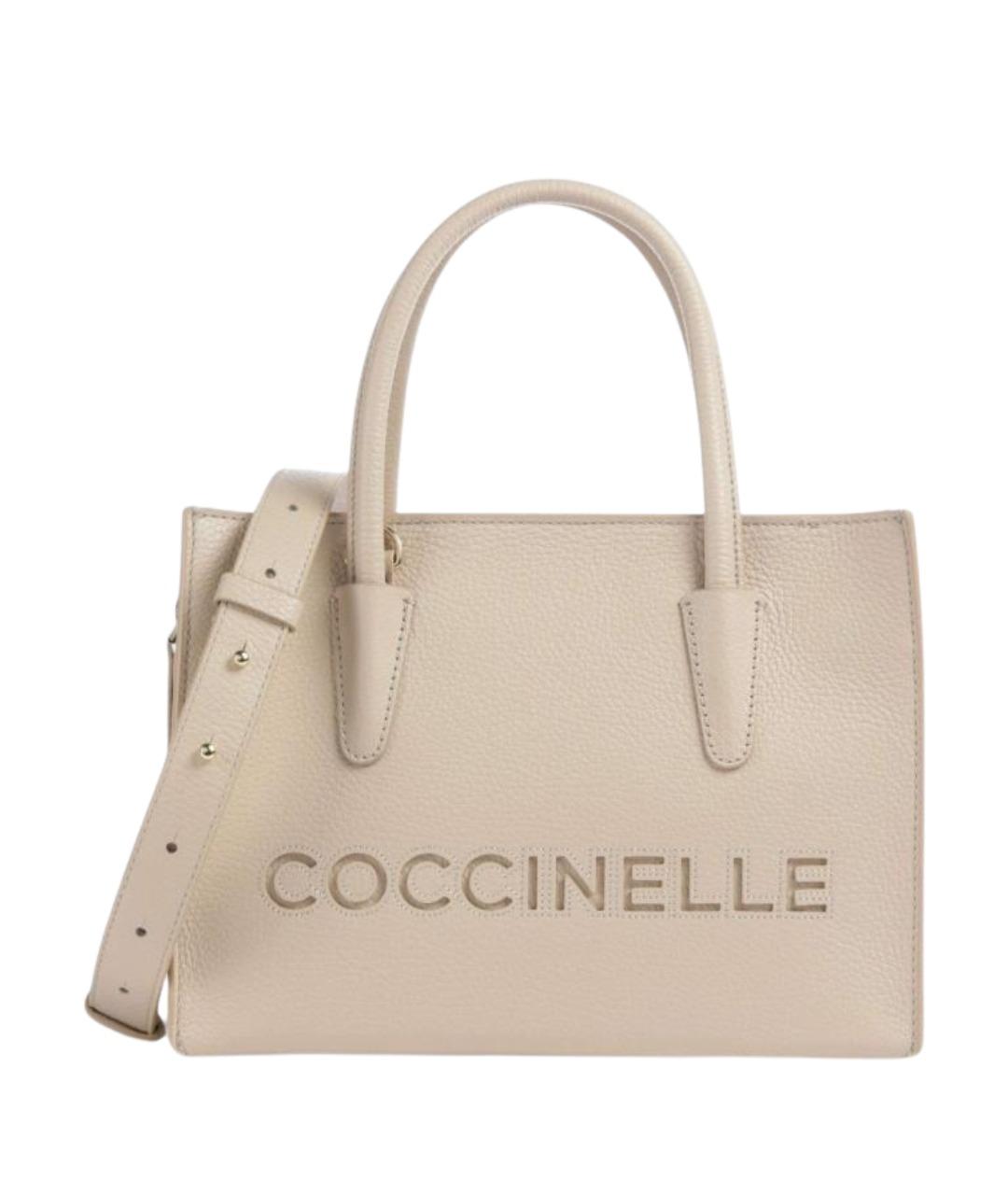 COCCINELLE Бежевая кожаная сумка с короткими ручками, фото 1