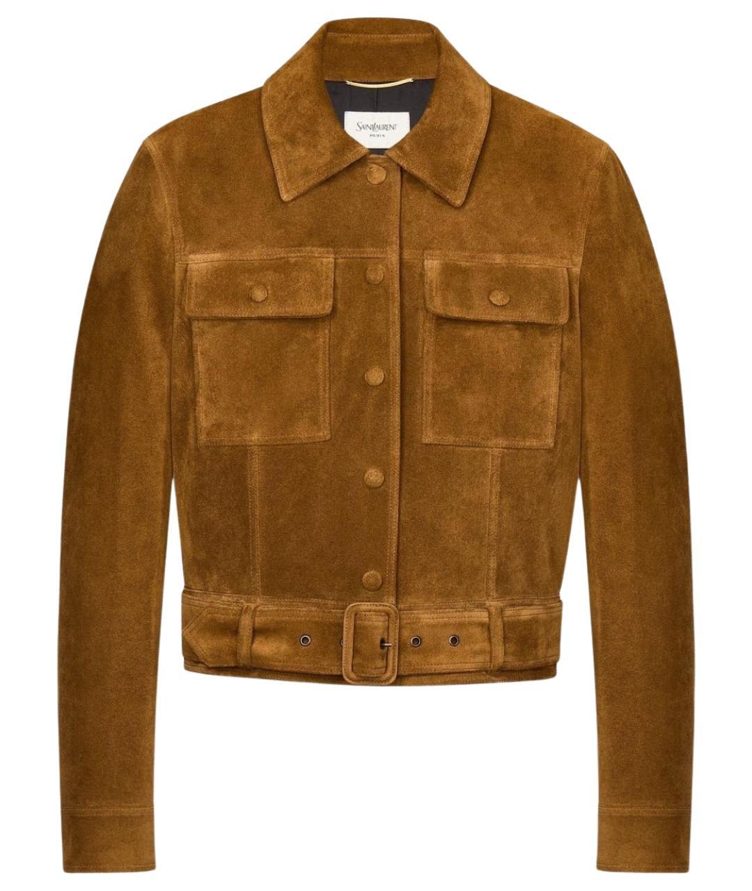 SAINT LAURENT Коричневая замшевая куртка, фото 1